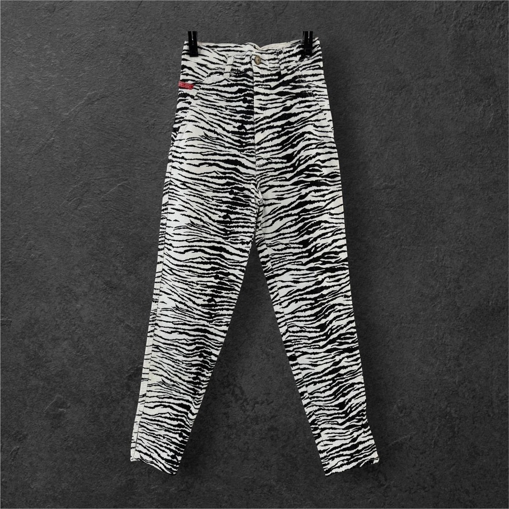 Prima Classe Zebra Pants Juniors 13/14 Black White Stretch Denim Italy